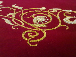 Красный, подарок митрополиту Меркурию, шитье шнурами и канителью